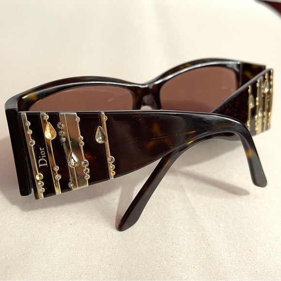 Christian Dior Women’s Y2K Sunglasses DIORRAIN 2 Brown Gold Rain Drop Ge… - Picture 12 of 13
